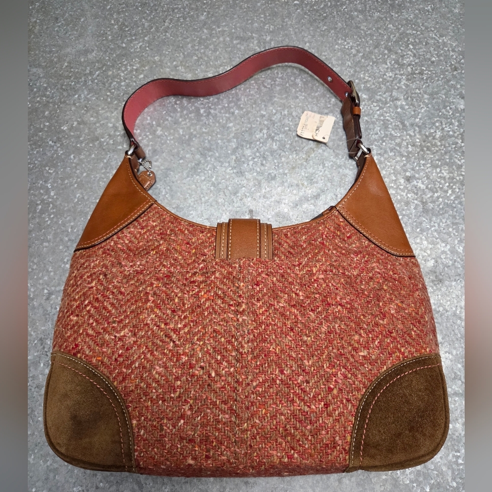 Coach Vintage F11214 Soho Hampton Orange Tweed Flap Hobo Bag - Picture 6 of 8